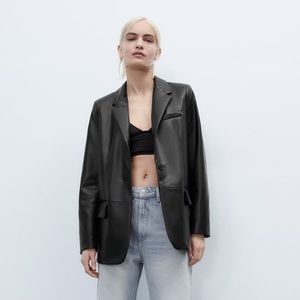 Zara Faux Leather Blazer
